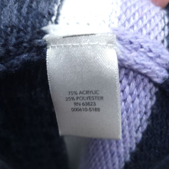 Christopher & Banks Sweater Petite XL Blue Full Zip Cardigan Geometric Knit - Picture 7 of 8